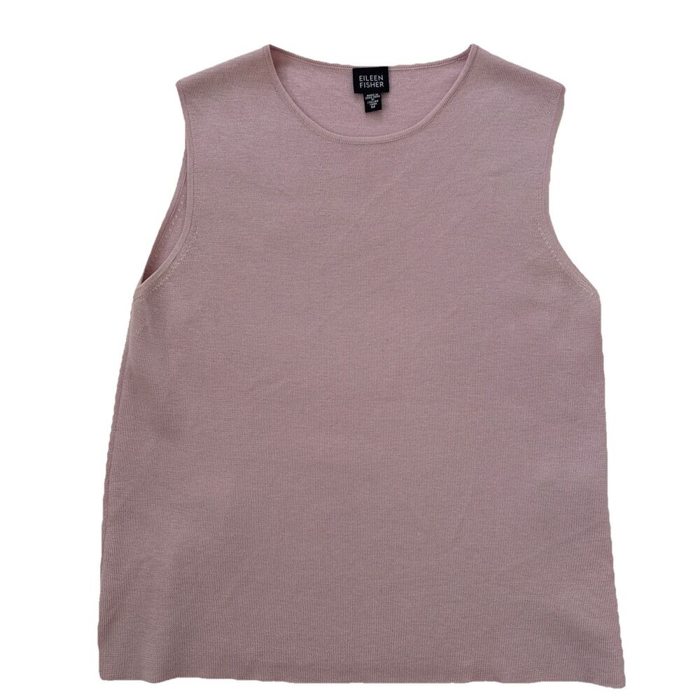 VGUC Eileen Fisher 100% Merino Wool Pink Sweater Knit Tank Top Sz Med
